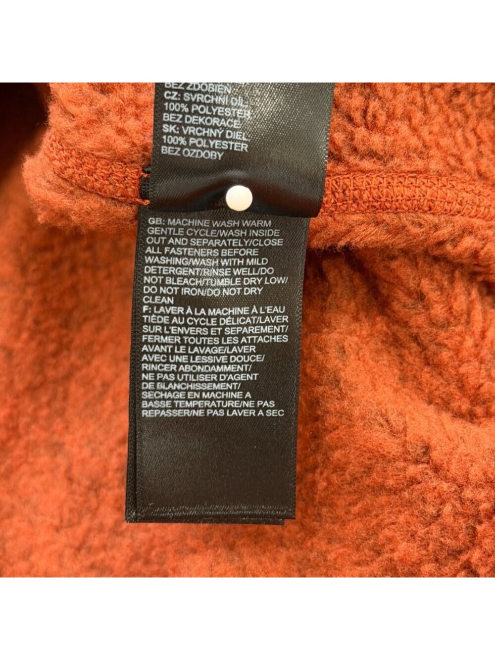 The North Face Mens XL Fleece Pullover 1/4 Zip Rust Orange & Gray Logo - Picture 7 of 7